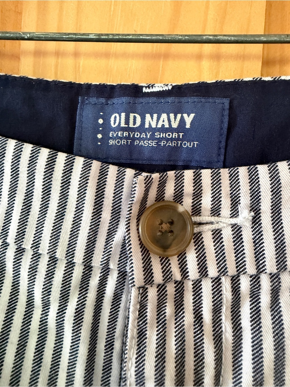 Old Navy Navy & White Striped Cotton Bermuda Shorts - Picture 3 of 4
